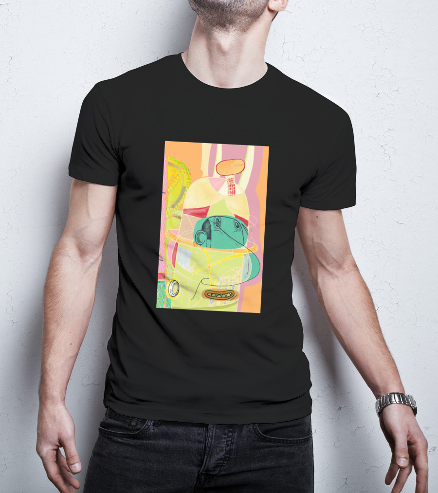 Another Fellow 37074 Abstract Geometric Face T-Shirt