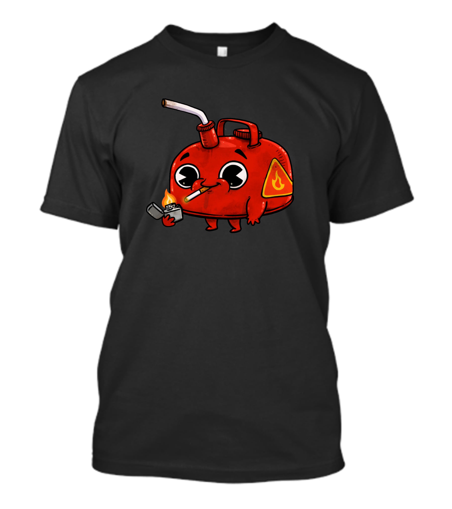 Bad Gas 917017 Red Gas Can Smoking With Lighter And Flame T-Shirt