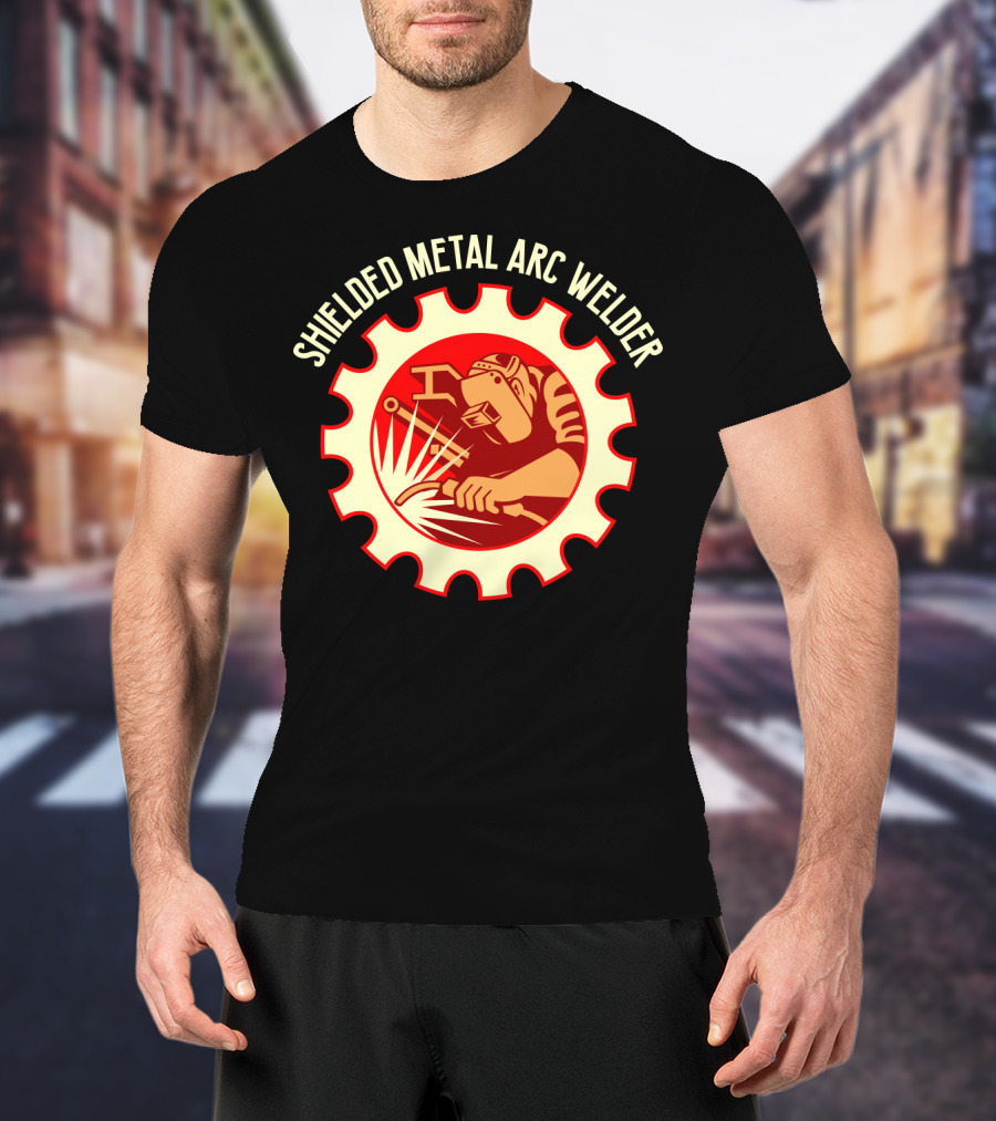 Shielded Metal Arc Welder Graphic With Welding Icon In Industrial Gear T-Shirt