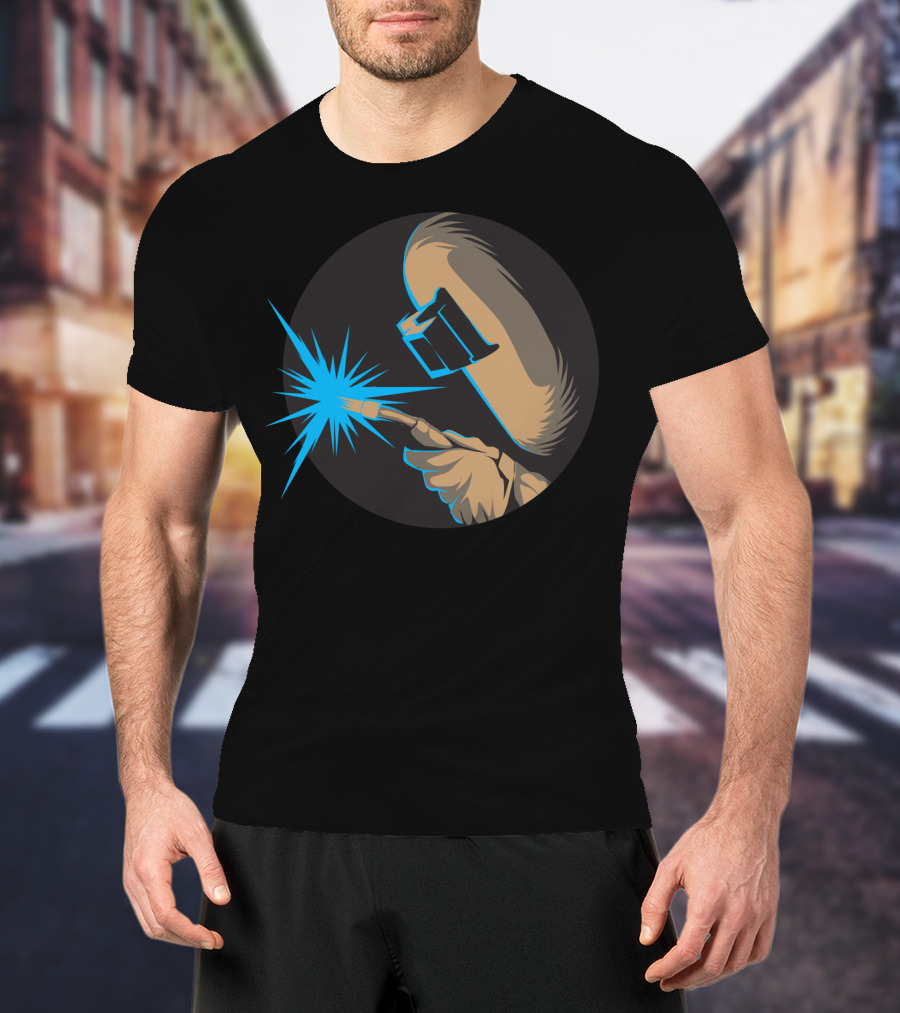 Metal Arc Welder Spark With Helmet And Glove Welding Engineer T-Shirt