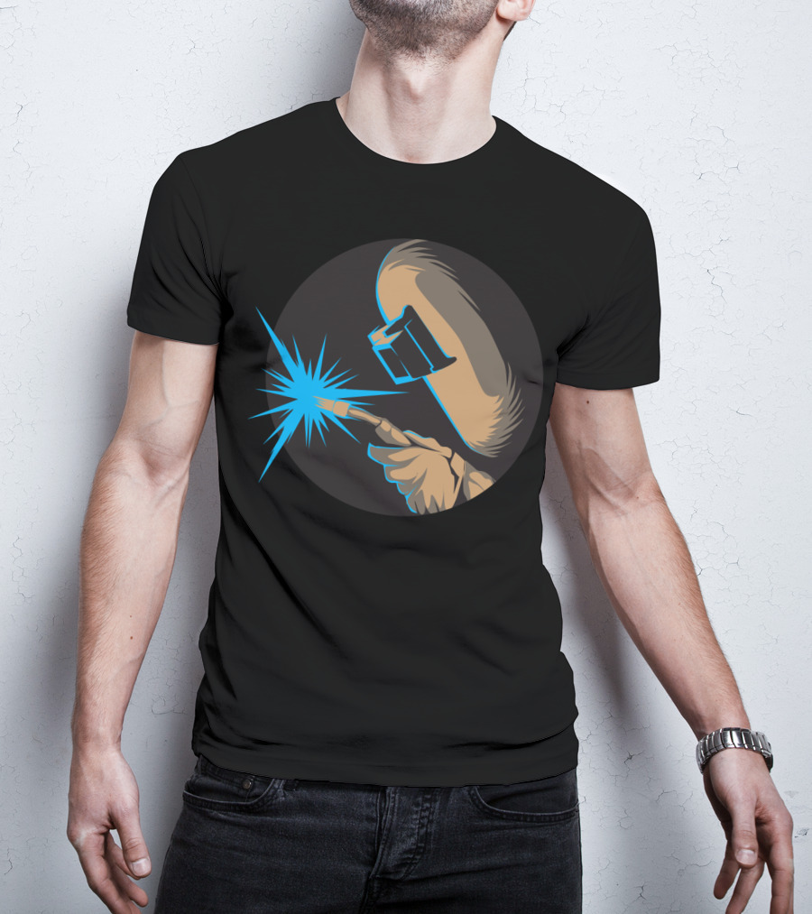 Metal Arc Welder Spark With Helmet And Glove Welding Engineer T-Shirt