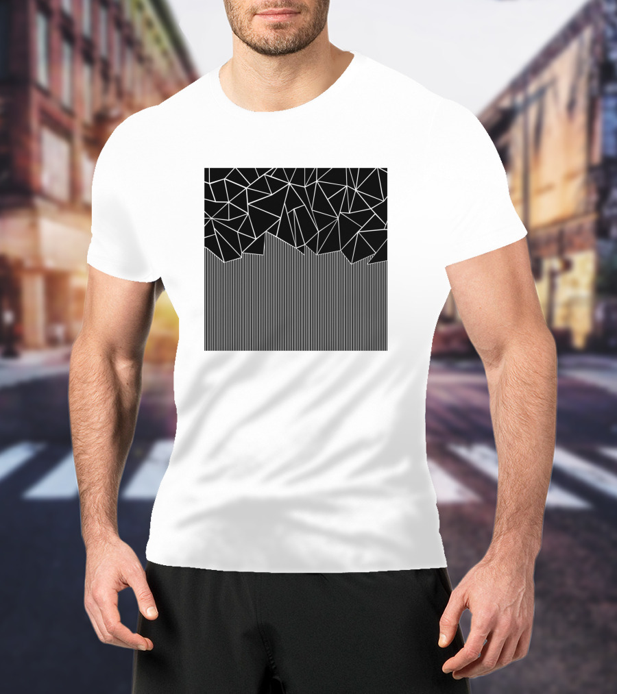 Ab Lines Down Black Geometric Abstract T-Shirt