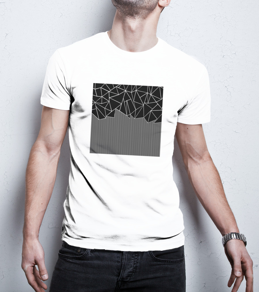 Ab Lines Down Black Geometric Abstract T-Shirt