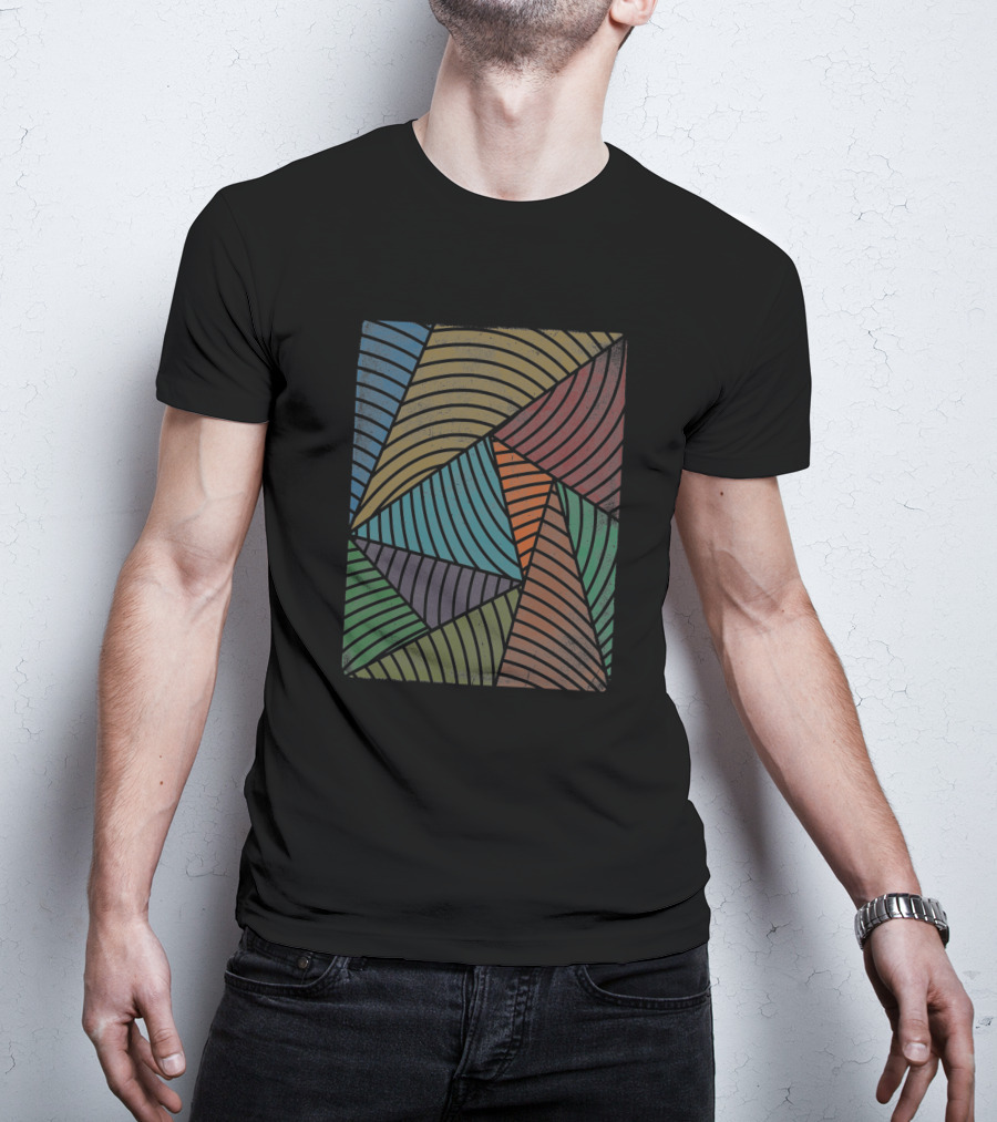 Algorithm 386 Geometric Abstract Multi-Color T-Shirt
