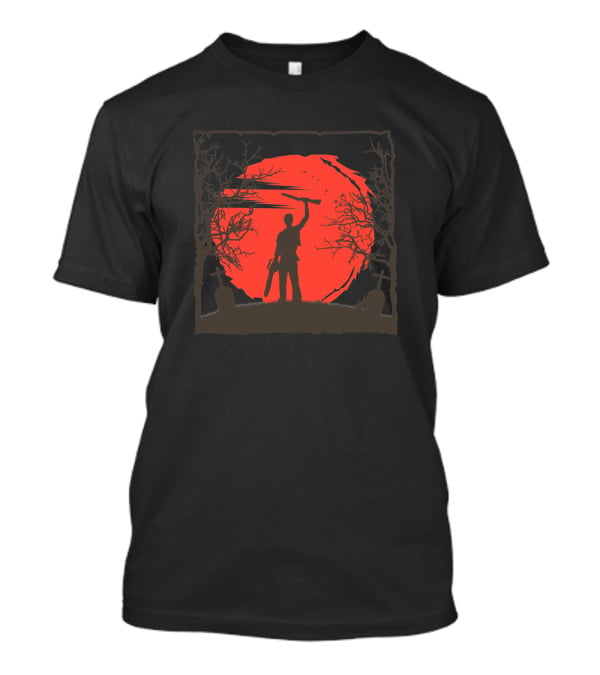 Ash Williams Chainsaw Graveyard Red Moon T-Shirt