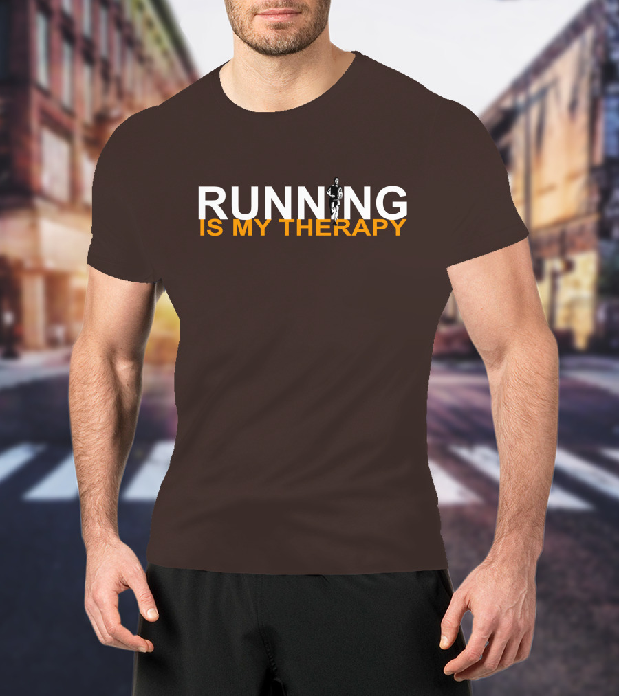 RUNNING IS MY THERAPY Jogger Icon In Letter N T-Shirt