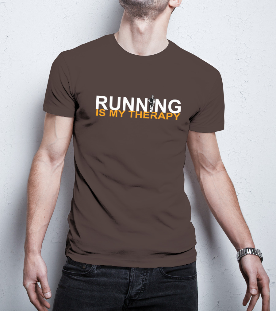 RUNNING IS MY THERAPY Jogger Icon In Letter N T-Shirt