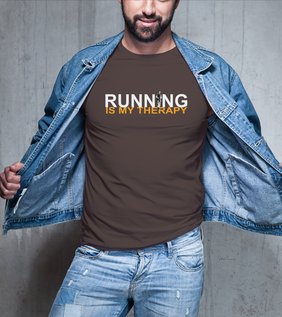 RUNNING IS MY THERAPY Jogger Icon In Letter N T-Shirt