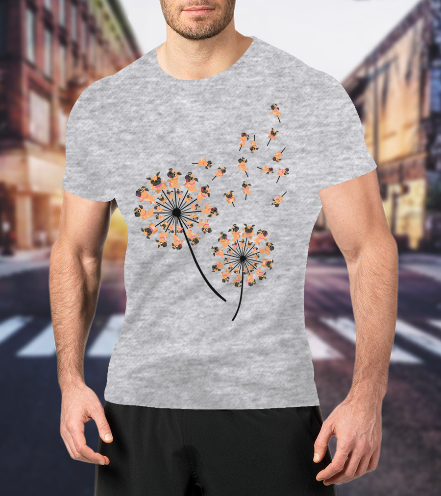 Pug Blossoms In Dandelion Puff Transformation T-Shirt