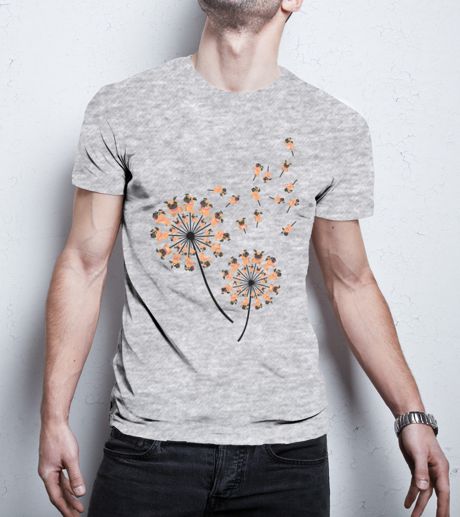 Pug Blossoms In Dandelion Puff Transformation T-Shirt
