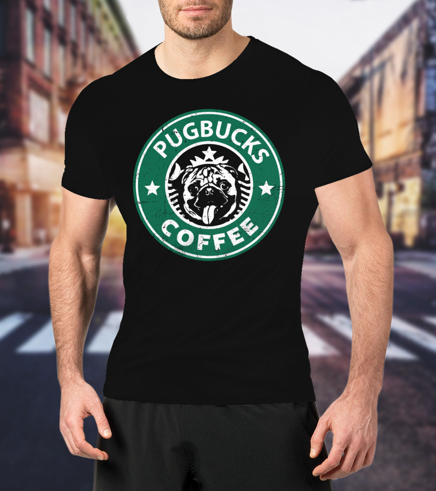 Pugbucks Coffee Logo Parody With Cute Pug T-Shirt