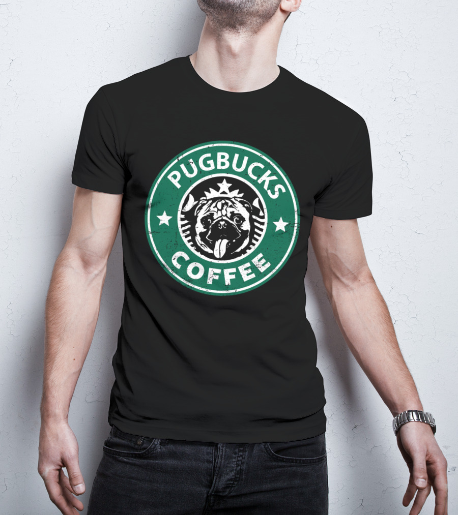 Pugbucks Coffee Logo Parody With Cute Pug T-Shirt