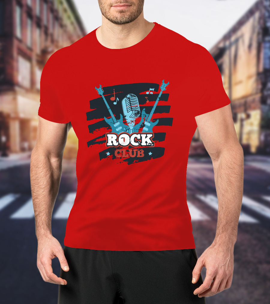 Rock Club Microphone And Guitars For Rock And Roll Hip Hop Rock Music T-Shirt