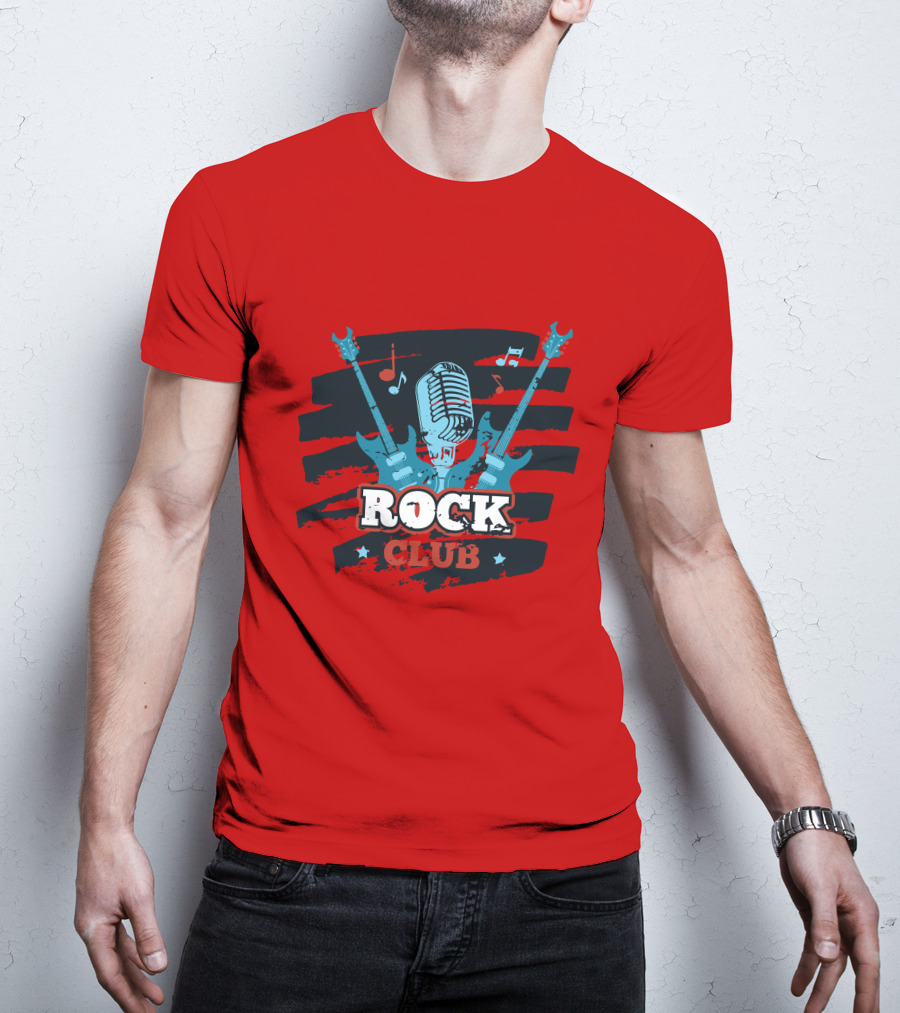 Rock Club Microphone And Guitars For Rock And Roll Hip Hop Rock Music T-Shirt