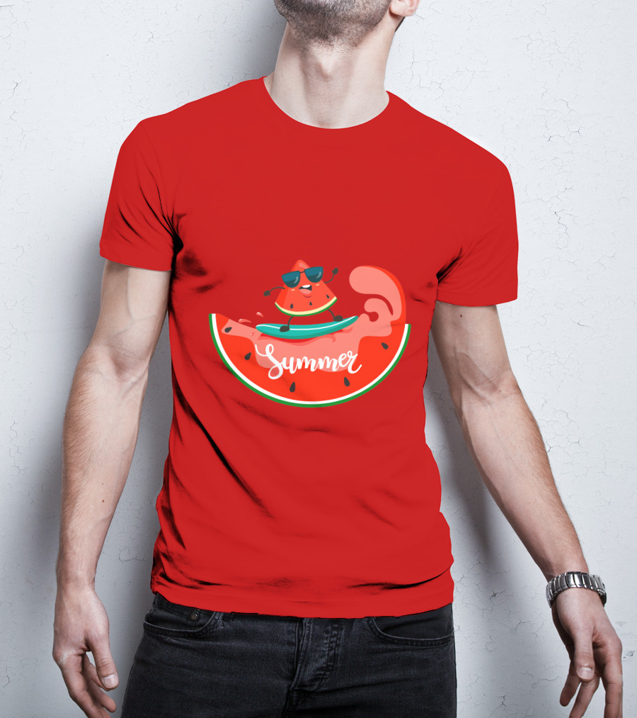 Summer Vacation Watermelon Surfing Trip Fun T-Shirt