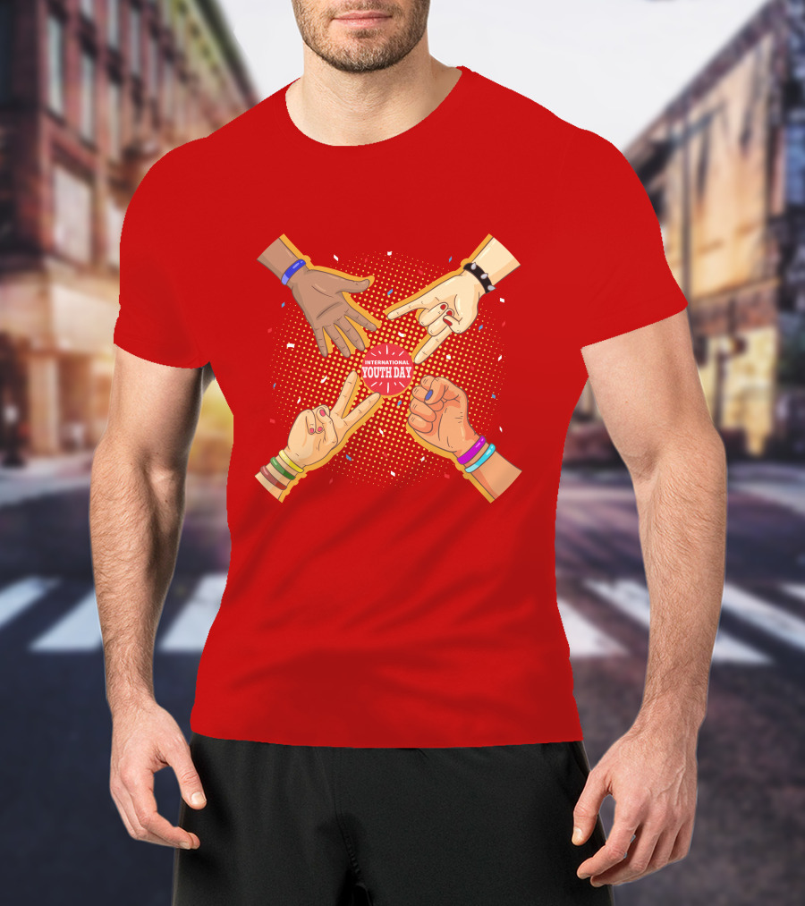 International Youth Day Celebration With Vibrant Hand Gestures T-Shirt