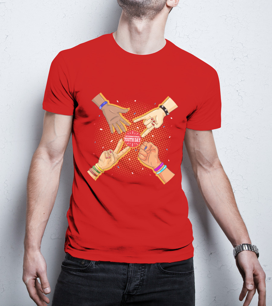 International Youth Day Celebration With Vibrant Hand Gestures T-Shirt
