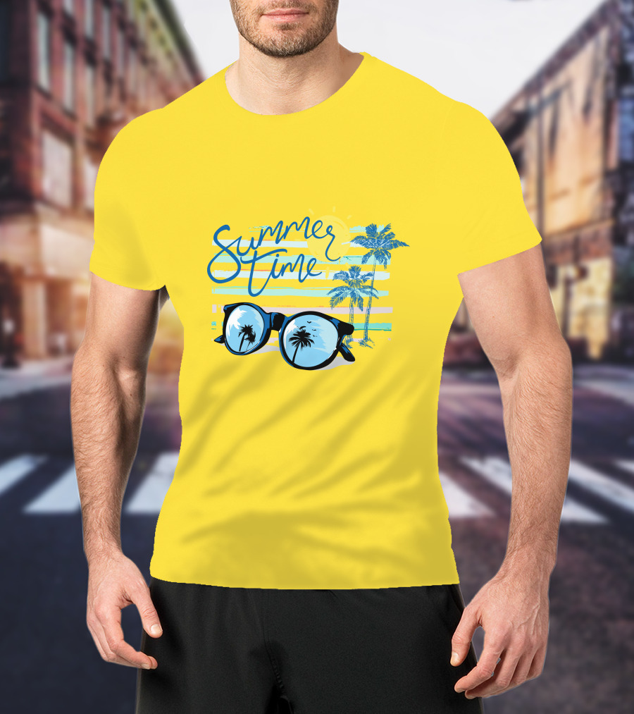 Summer Time Sunglasses Palm Trees Beach T-Shirt
