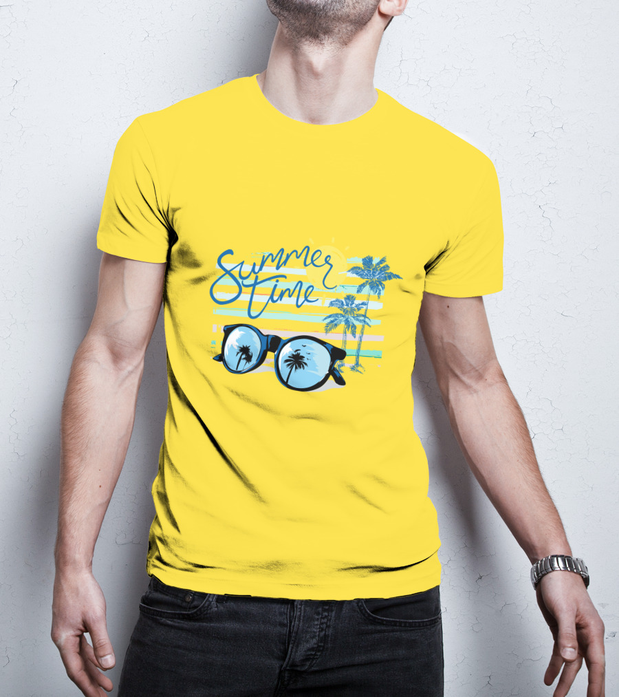 Summer Time Sunglasses Palm Trees Beach T-Shirt