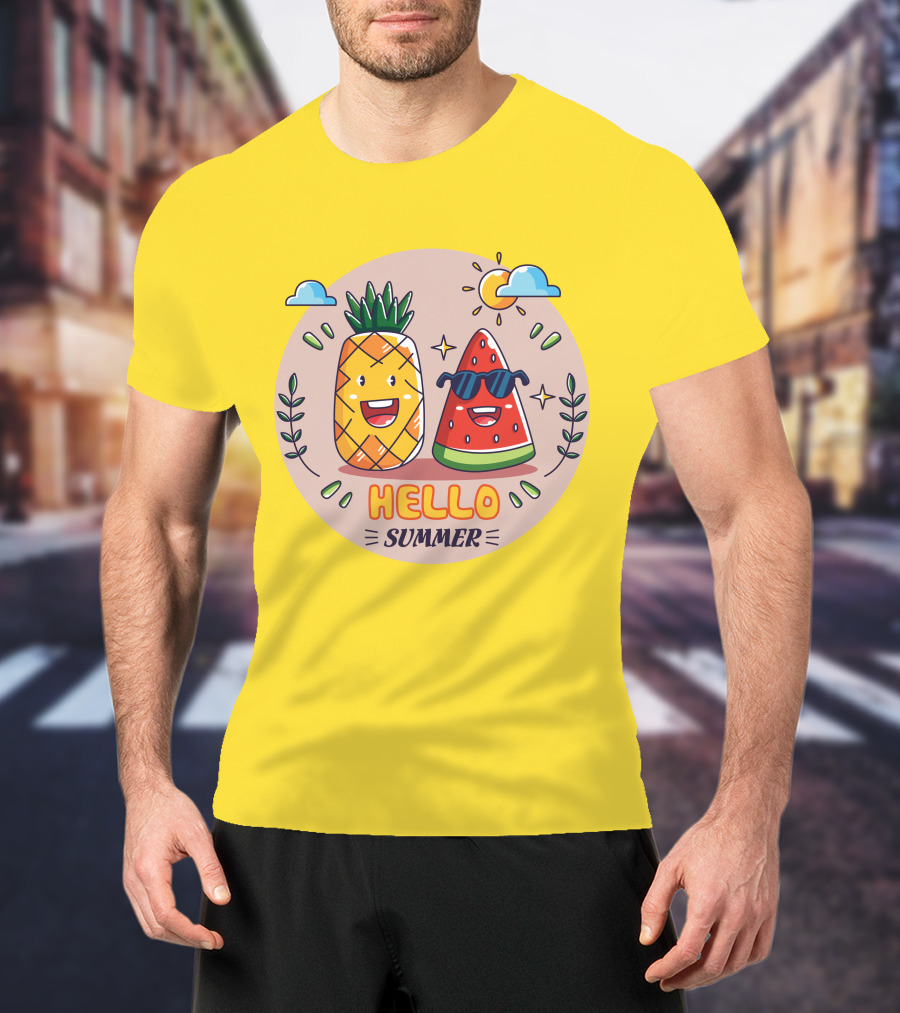 Hello Summer Pineapple And Watermelon Friends T-Shirt