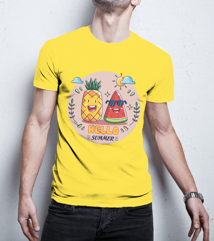 Hello Summer Pineapple And Watermelon Friends T-Shirt