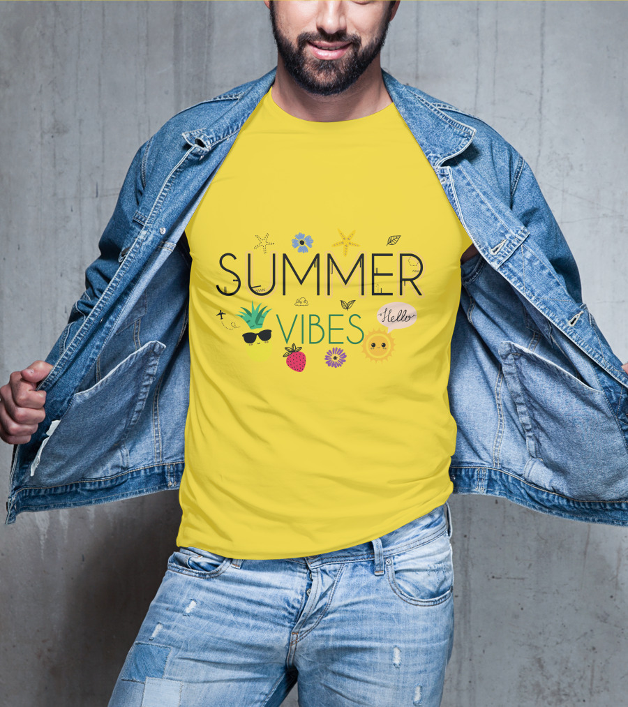 Summer Vibes Pineapple Strawberry Sun Hello Starfish Flower Leaf T-Shirt