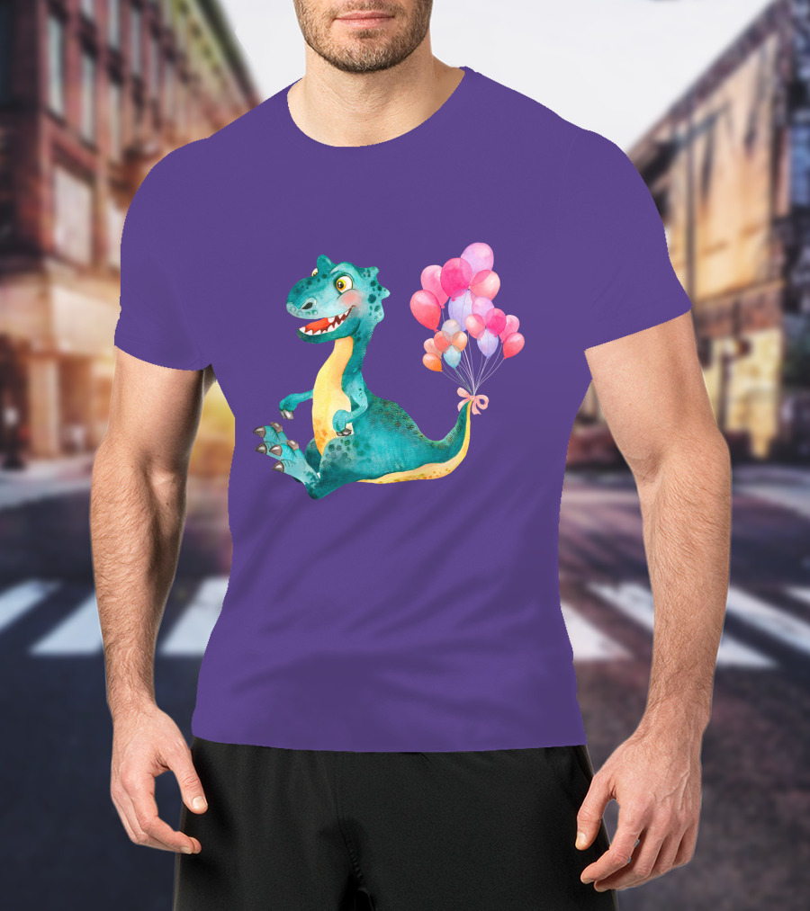 Dinosaur With Colorful Balloons T-Shirt
