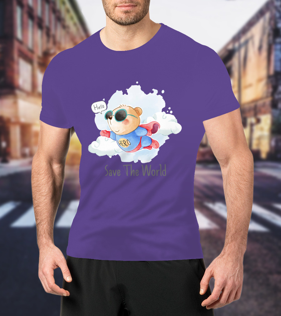 Hello Hero Bear Save The World T-Shirt