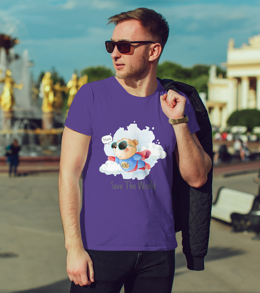 Hello Hero Bear Save The World T-Shirt