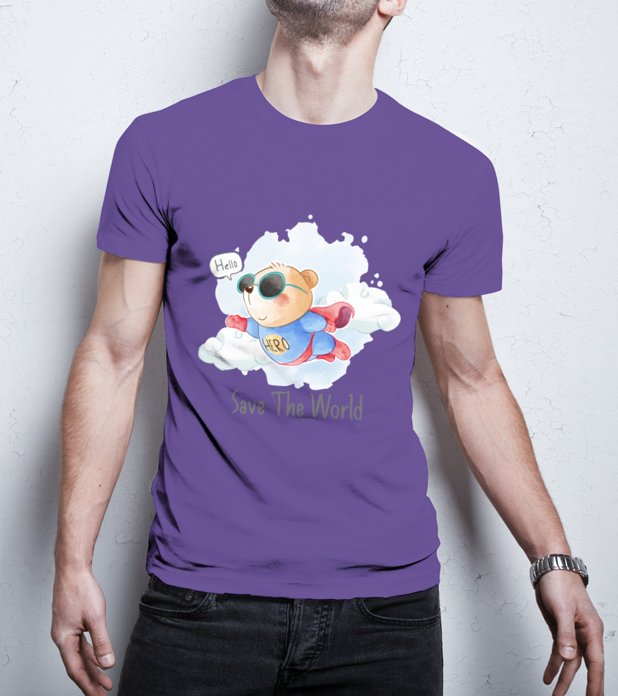 Hello Hero Bear Save The World T-Shirt