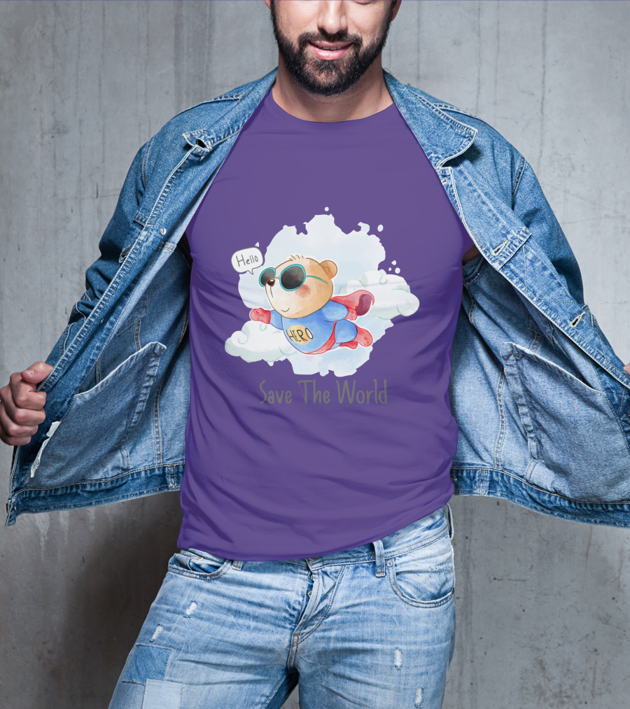 Hello Hero Bear Save The World T-Shirt
