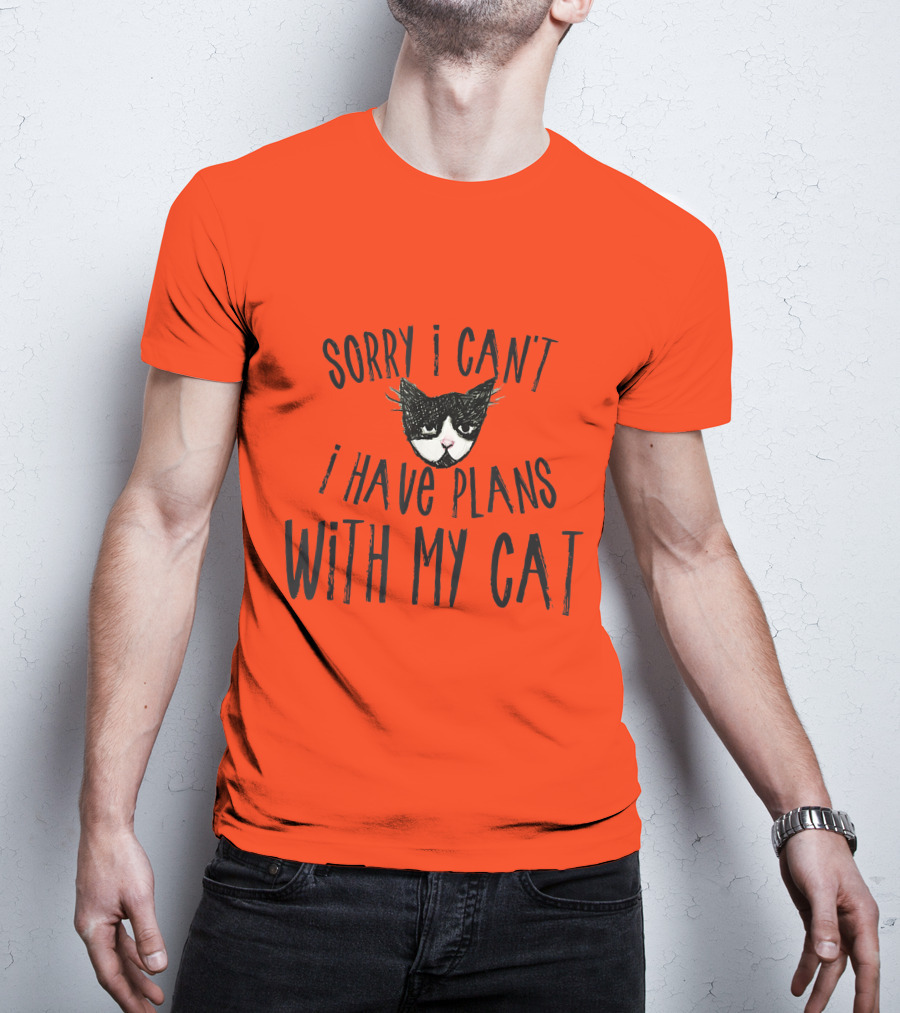Sorry I Can't I Have Plans With My Cat Retro Colored T-Shirt