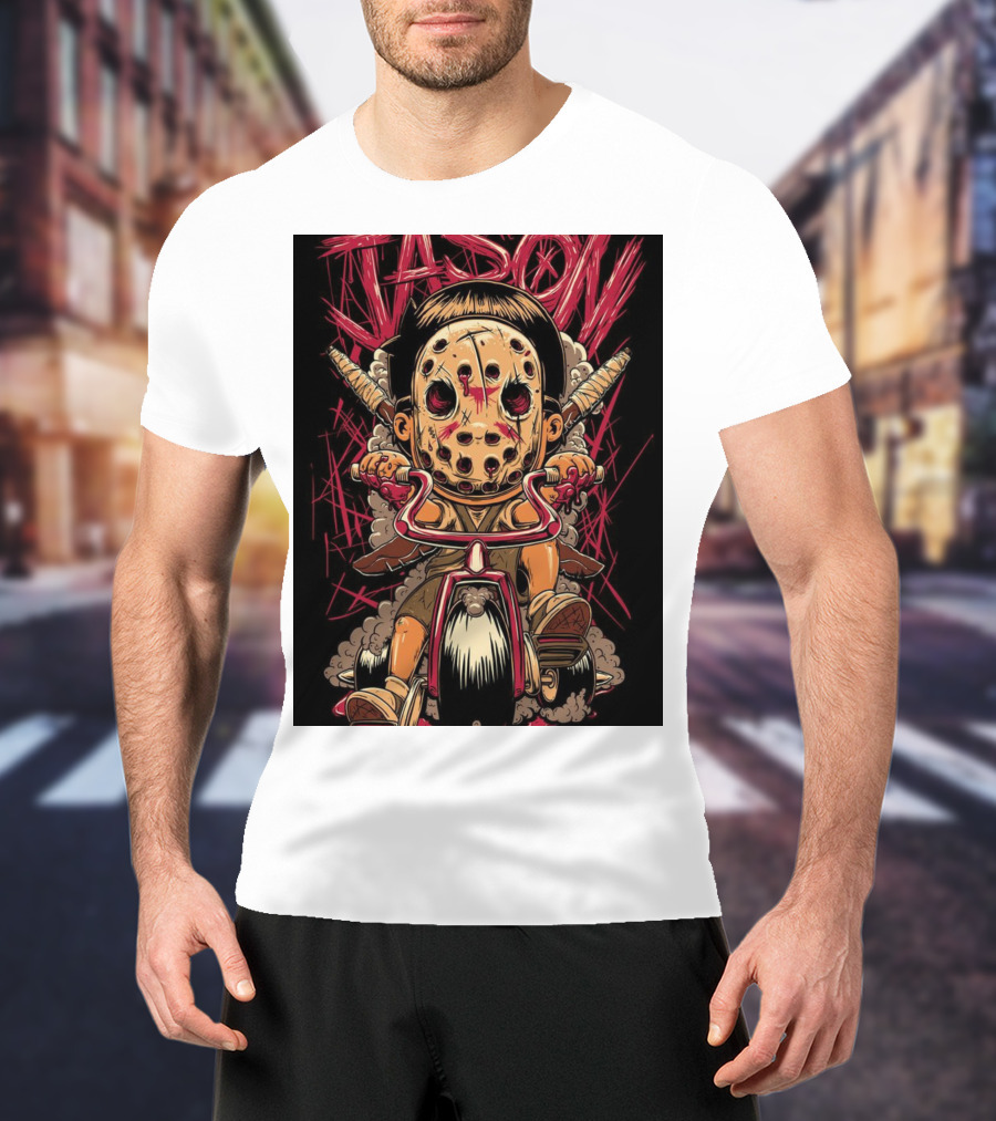 Jason Masked Tricycle Rider With Knives T-Shirt