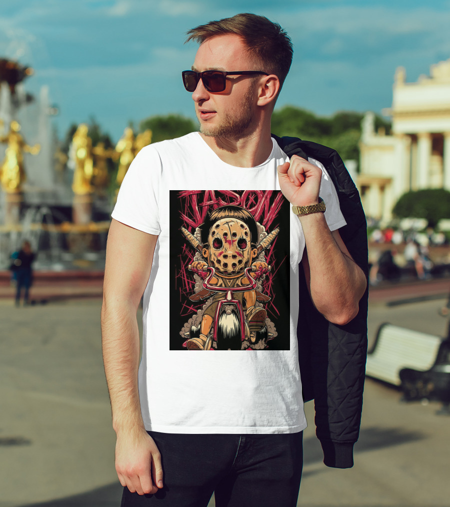 Jason Masked Tricycle Rider With Knives T-Shirt
