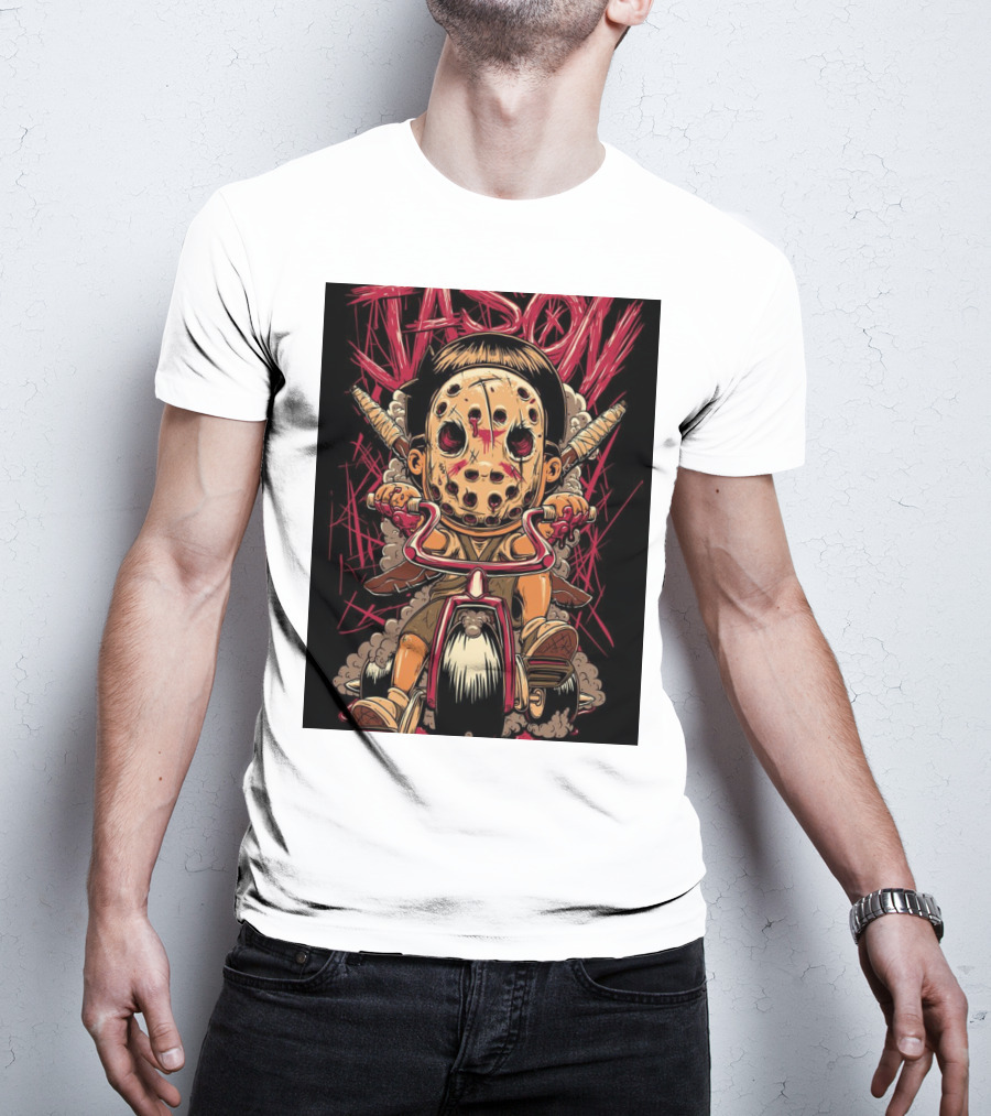 Jason Masked Tricycle Rider With Knives T-Shirt