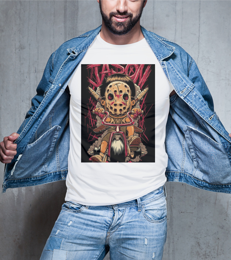 Jason Masked Tricycle Rider With Knives T-Shirt