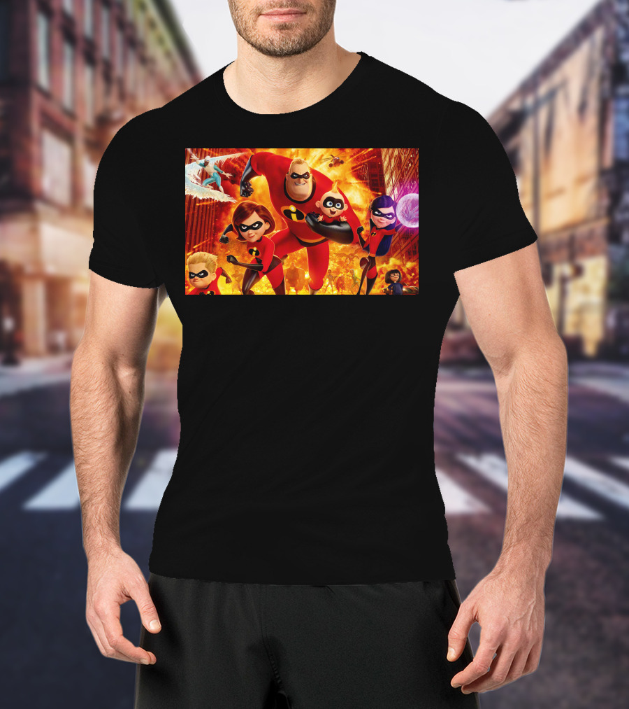 The Incredibles Family Action Adventure Pixar Scene T-Shirt
