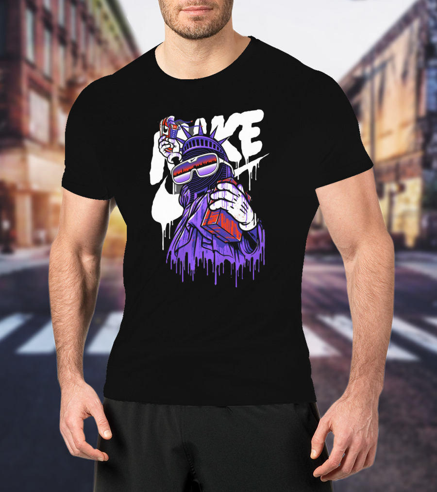 Hype Liberty Statue Remix With Retro Shades And Boom Box T-Shirt