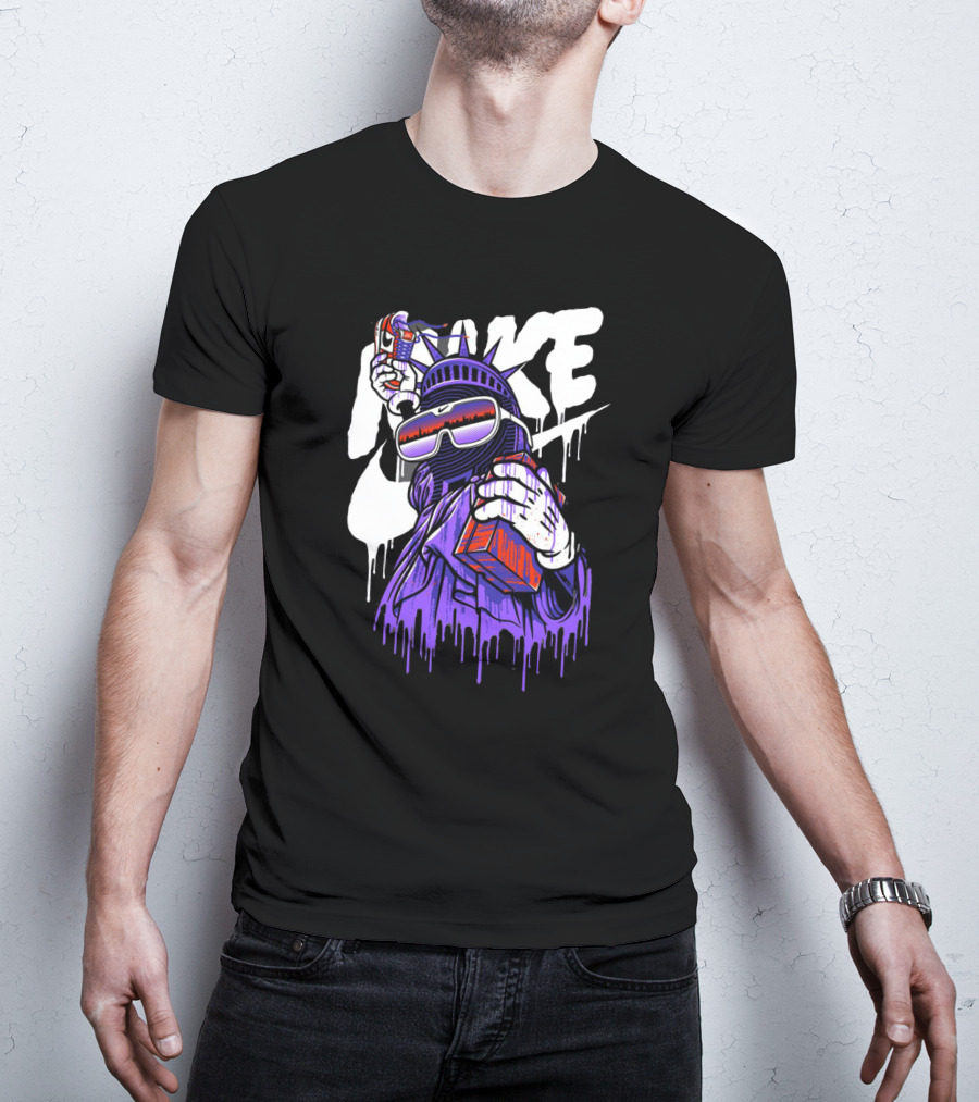 Hype Liberty Statue Remix With Retro Shades And Boom Box T-Shirt