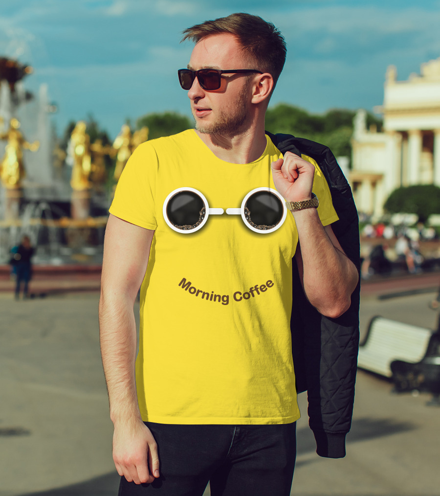 Morning Coffee Smile With Cup Glasses T-Shirt