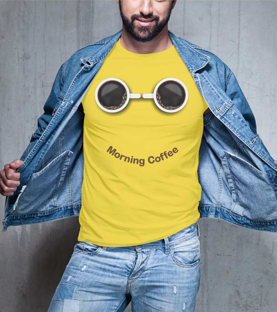 Morning Coffee Smile With Cup Glasses T-Shirt