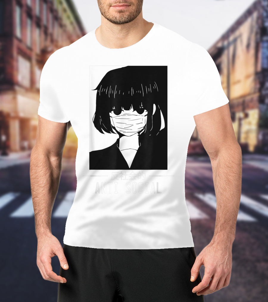Anime Anti Social Japanese Text Vaporwave Aesthetic T-Shirt