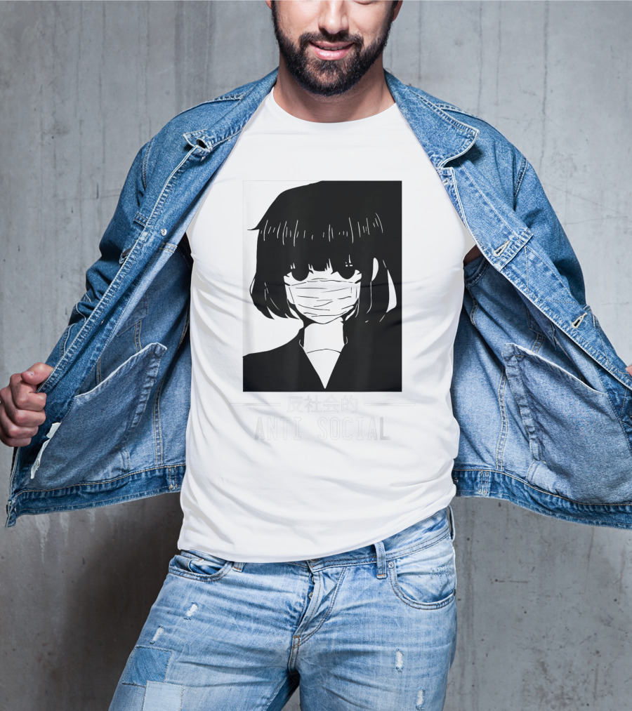 Anime Anti Social Japanese Text Vaporwave Aesthetic T-Shirt
