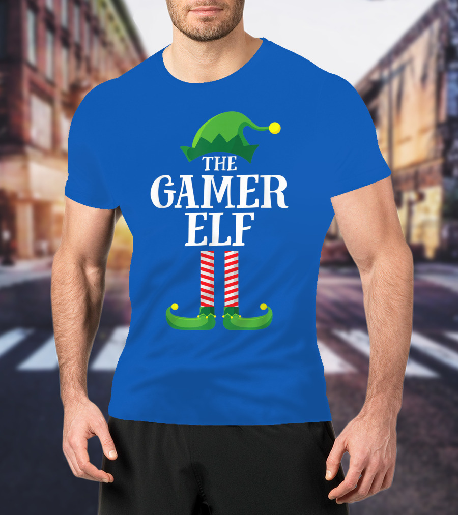 The Gamer Elf Matching Family Group Christmas Party Holiday T-Shirt