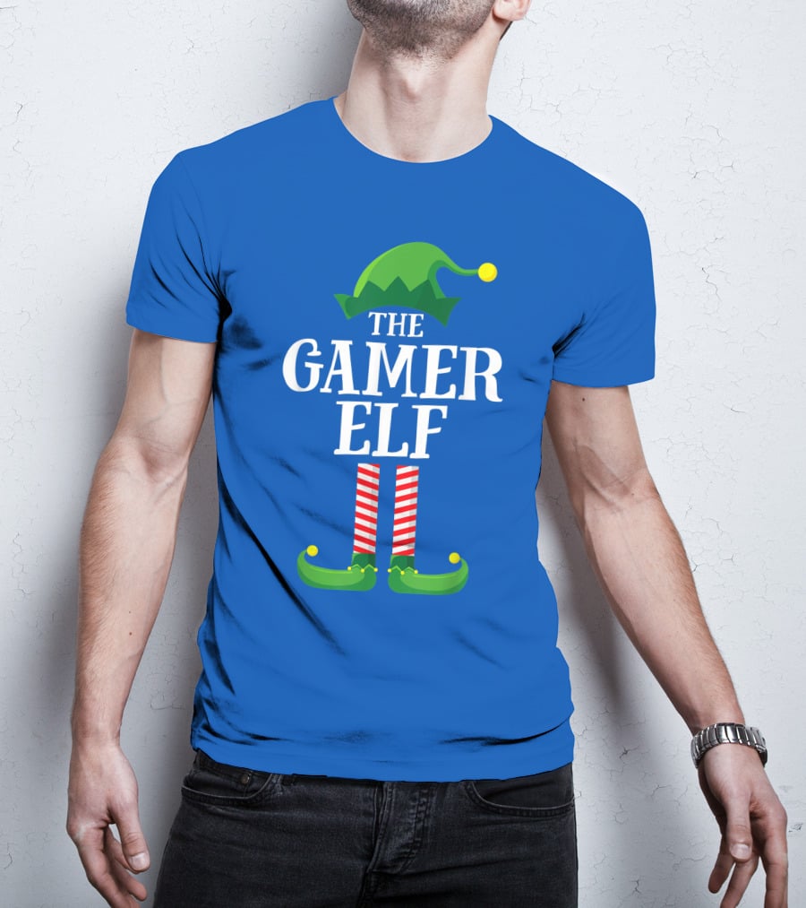 The Gamer Elf Matching Family Group Christmas Party Holiday T-Shirt