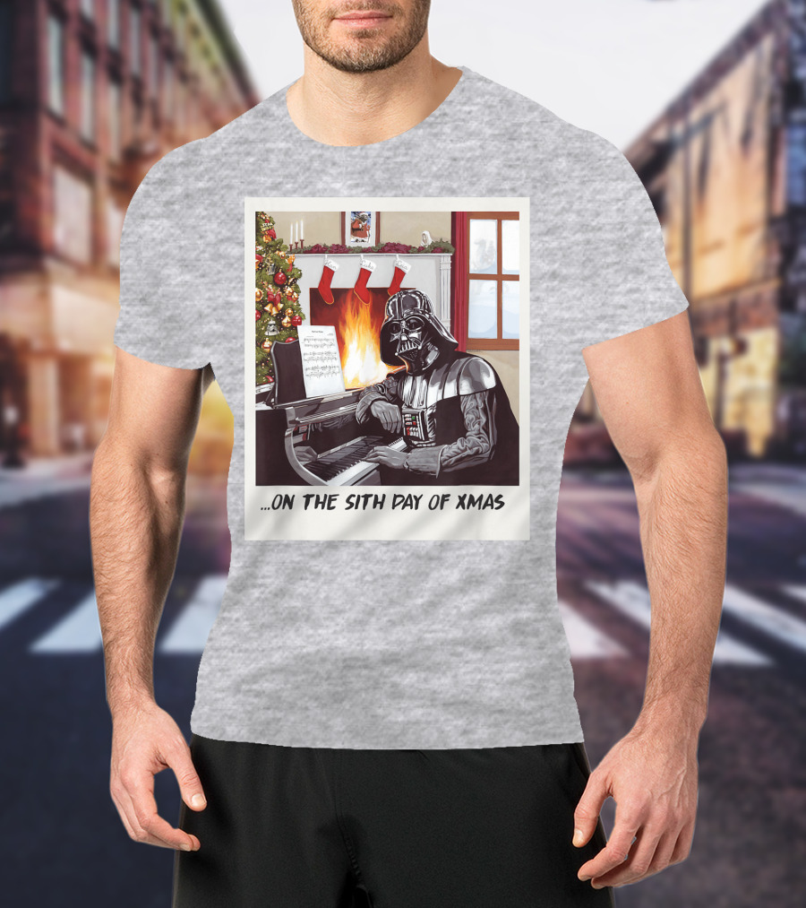 Darth Vader On The Sith Day Of Xmas By Fireplace T-Shirt