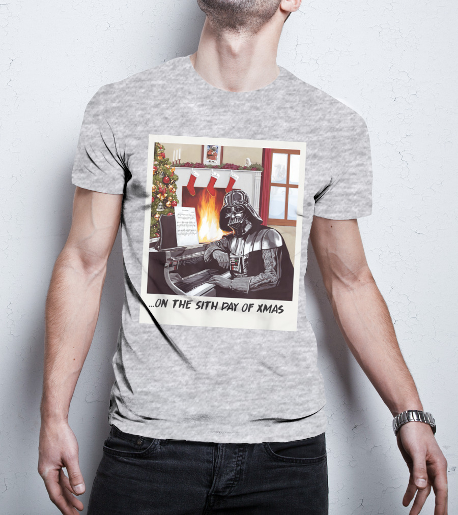 Darth Vader On The Sith Day Of Xmas By Fireplace T-Shirt