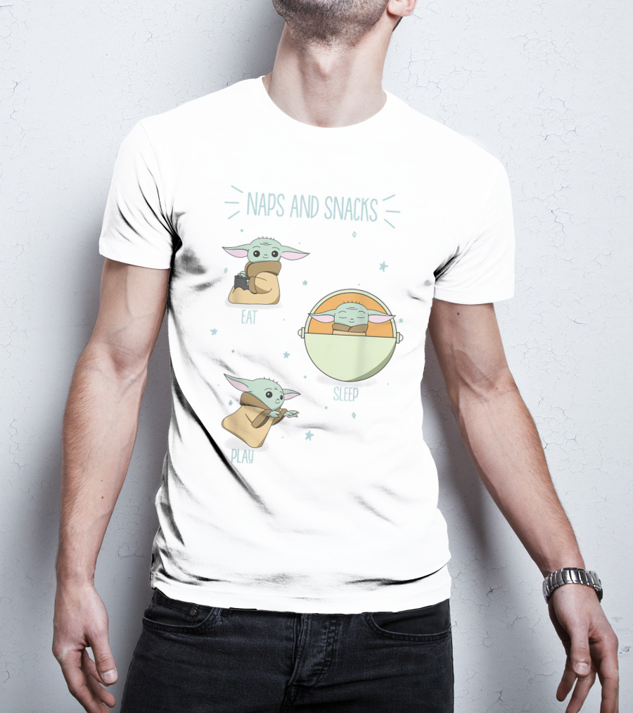 The Mandalorian The Child Eat Sleep Play Naps And Snacks Doodles T-Shirt