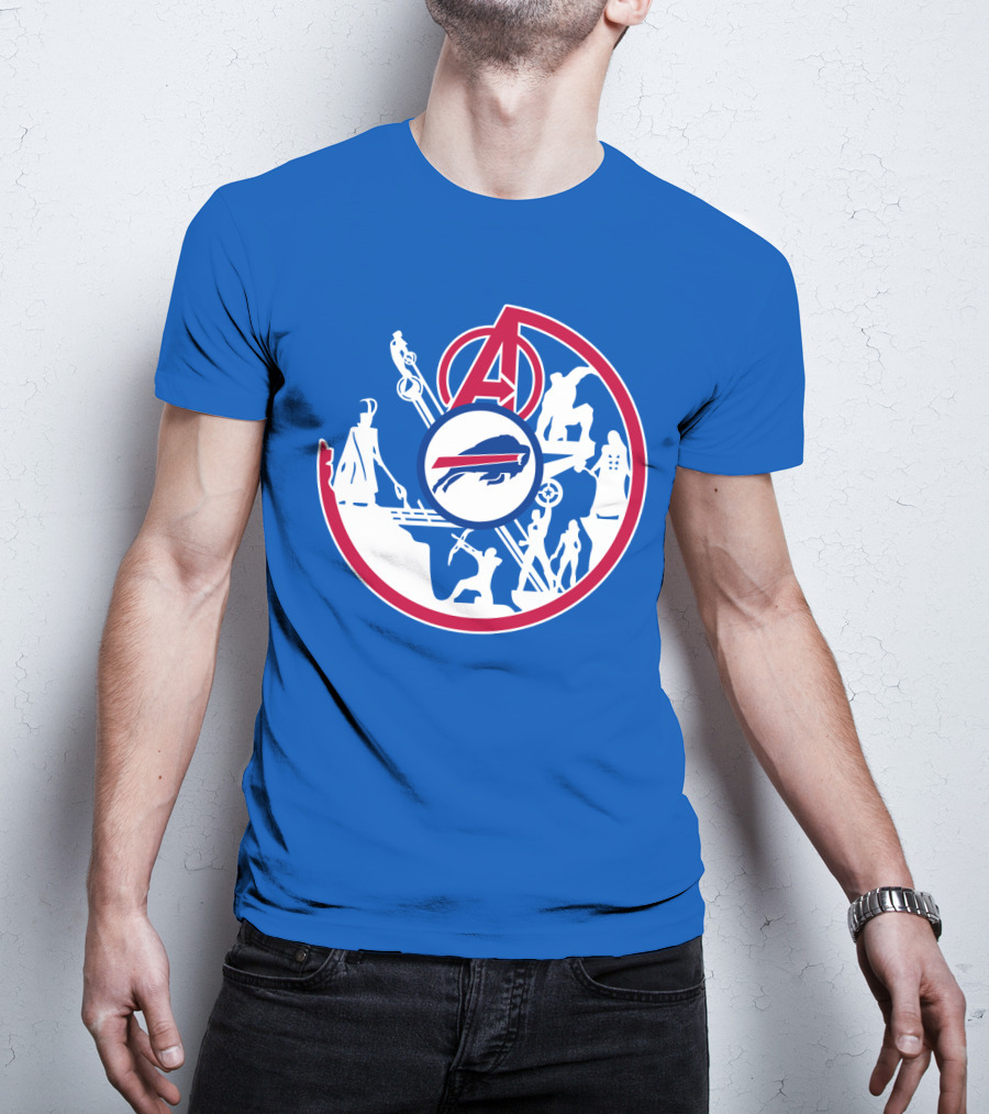 Buffalo Bills Avengers Crossover Logo Blue T-Shirt