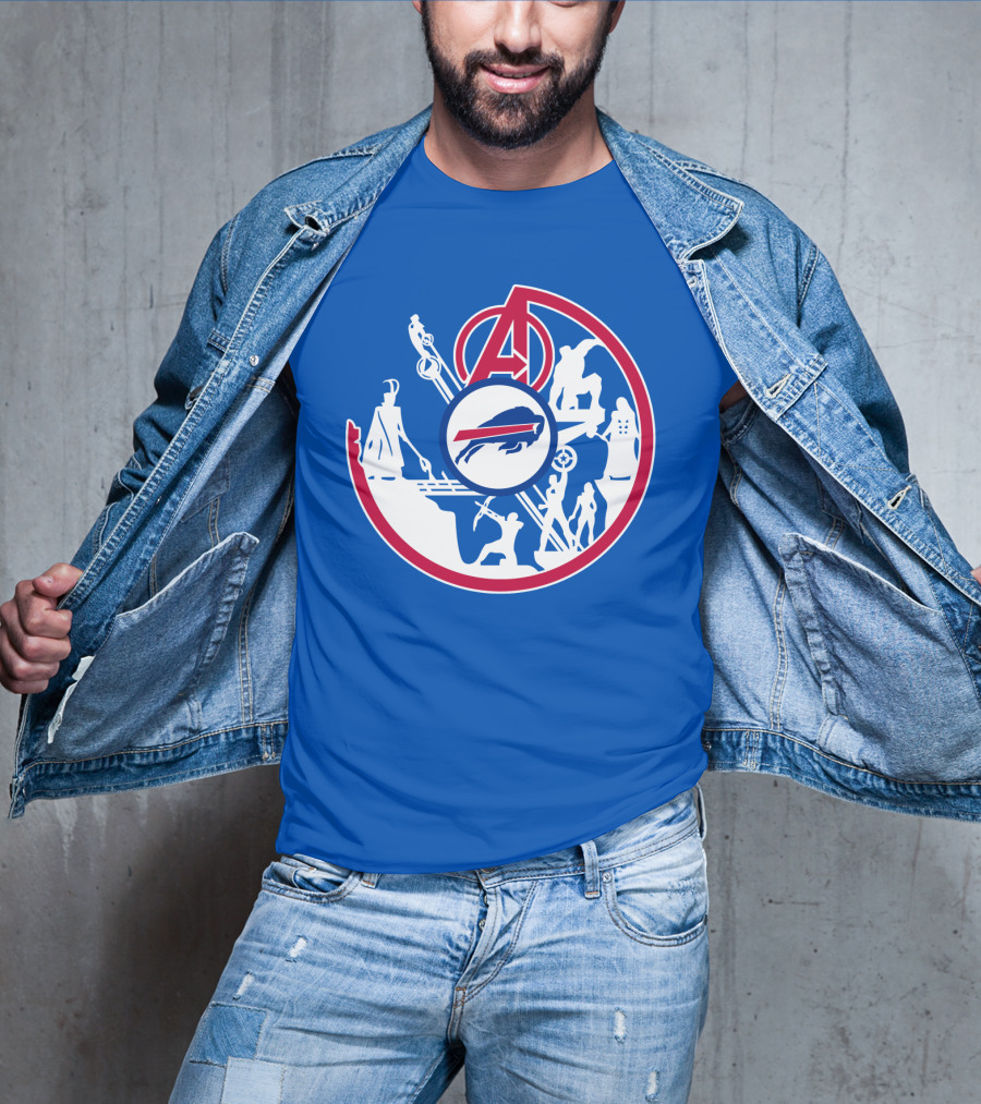 Buffalo Bills Avengers Crossover Logo Blue T-Shirt